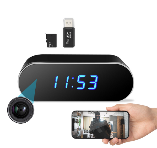 Heuts Goods - Spy Camera Klok - Verborgen Camera - Spy Camera - WiFi met App - Nachtzicht - Bewegingsdetectie - Incl. 32GB Micro SD Kaart en kaartlezer - FULL HD 1080P - Zwart