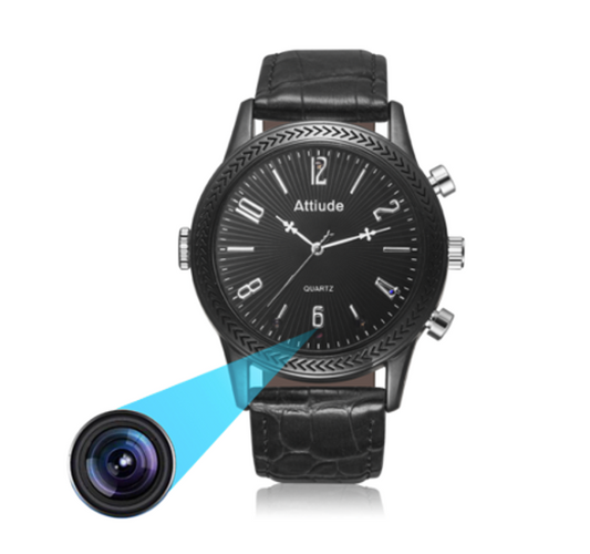 Heuts Goods - Spy Camera Horloge - Verborgen Camera - Spy Camera - Spy Watch - 32GB SD kaart - FULL HD 1080P - Zwart Leren